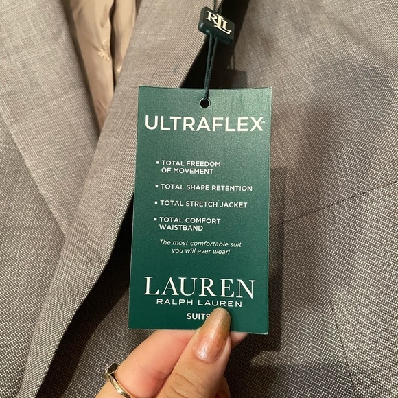 Nwt Lauren by Ralph Lauren Taupe Classic Fit Suit Top and Pants Gray Color - Picture 7 of 10